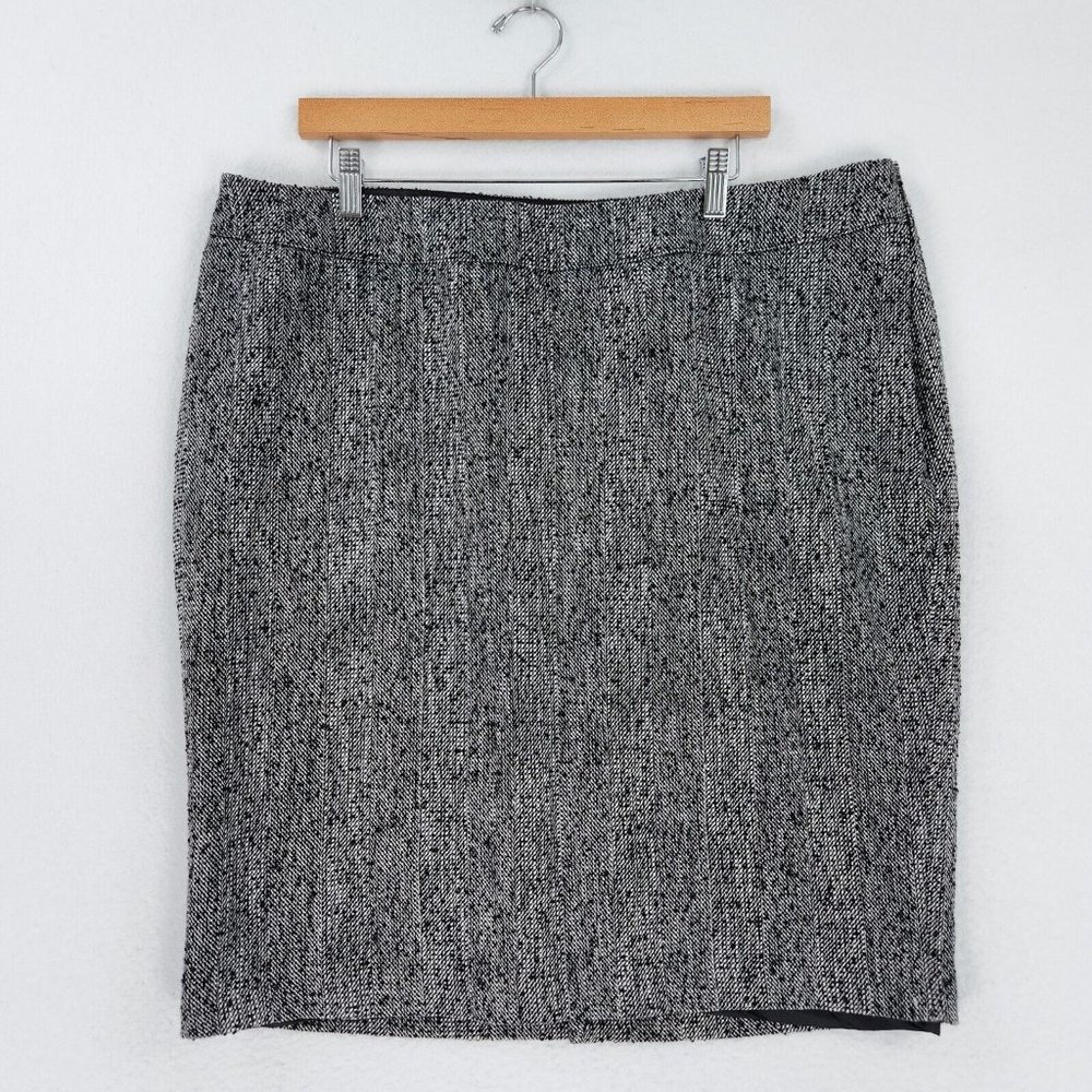 Lane Bryant Skirt Womens 18 Black Pencil Wool Blend Business Casual Textured